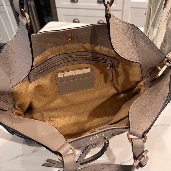 LODIS NWT Nikki Pebbled Leather Satchel Shoulder Bag Crossbody Purse Ash Gray - Picture 6 of 16